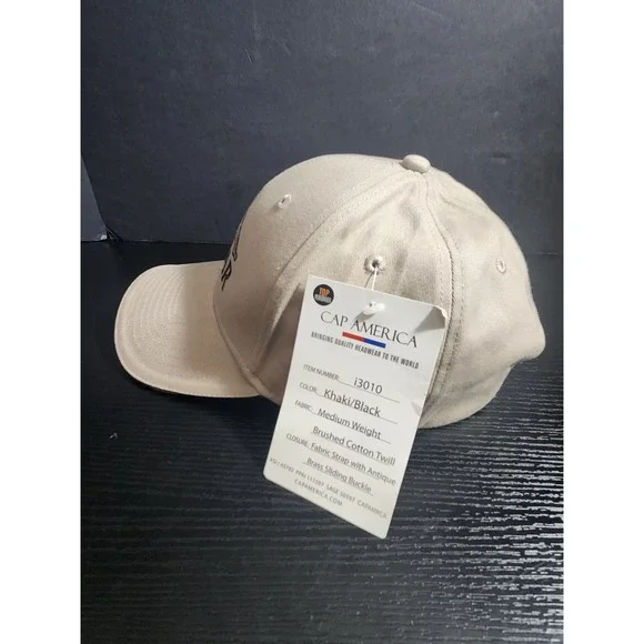 New Jaguar Logo Baseball Cap Hat  Tan Adjustable Fabric Strap Brass Buckle - Picture 4 of 6